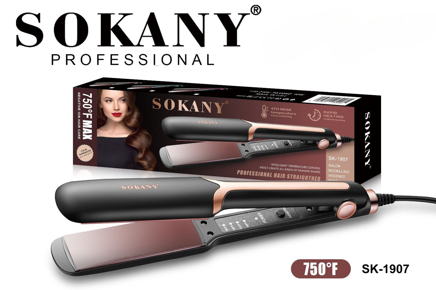 Plancha de pelo SOKANY, alisado , plancha alisado , pelo liso , para un cabello liso, suave y brillante